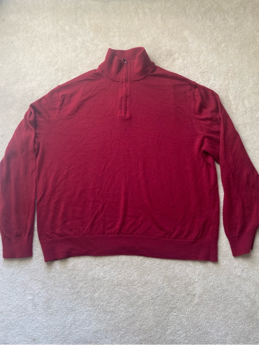 Banana Republic Mens XXL 100% Merino Wool Red 1/4 Zip Pullover Sweater